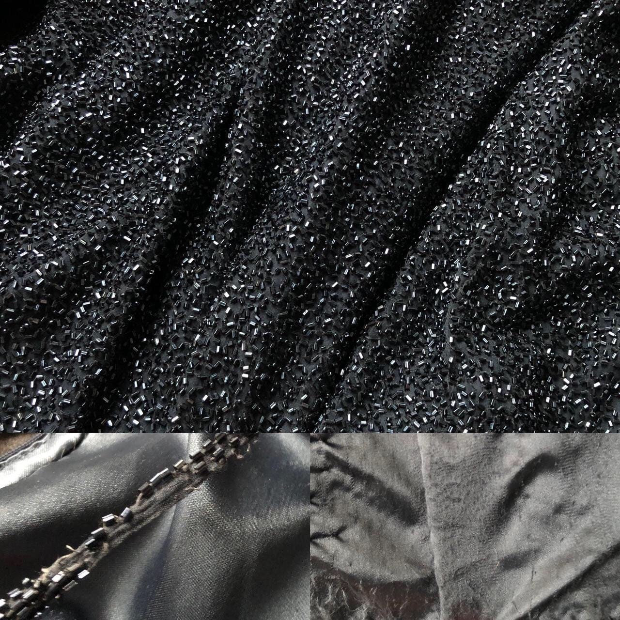 Stunning vintage grey heavily beaded evening prom dress UK 12