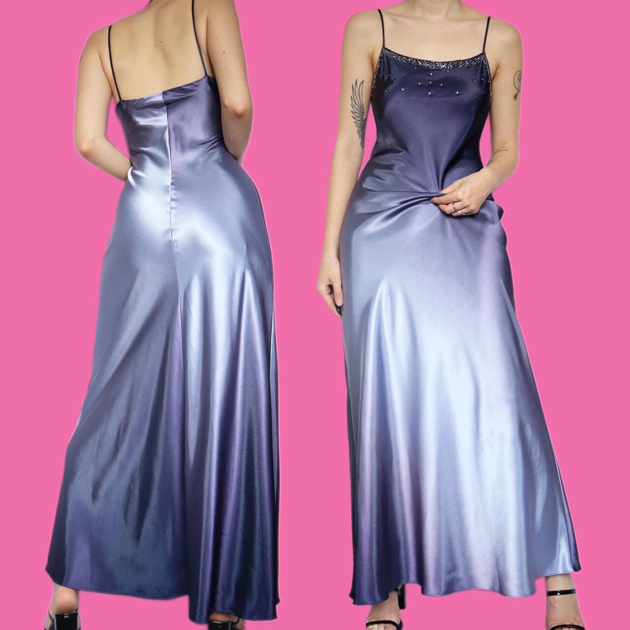 Beautiful vintagr satin ombre slip evening dress UK 10