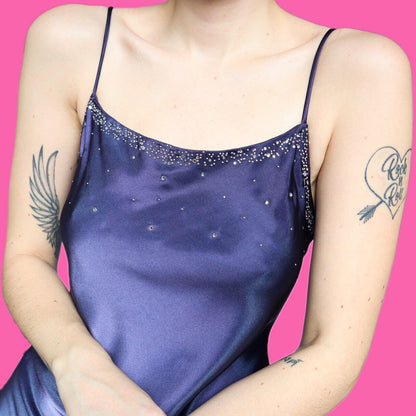 Beautiful vintagr satin ombre slip evening dress UK 10