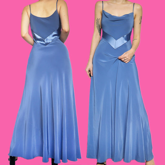 Beautiful Monsoon blue slip evening prom dress UK 12
