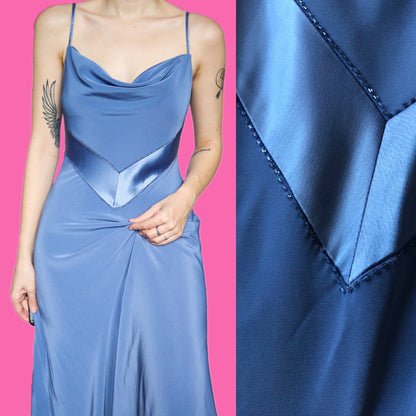 Beautiful Monsoon blue slip evening prom dress UK 12