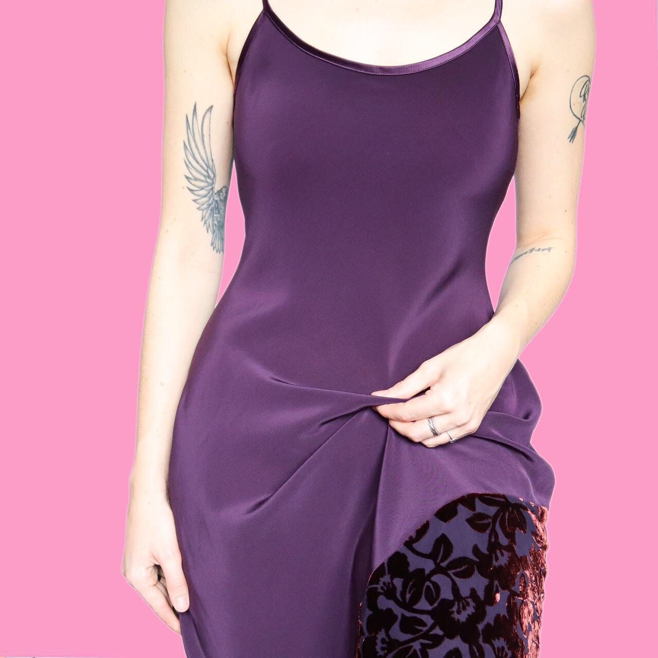 Beautiful Laura Ashley purple vintage midi slip dress UK 10