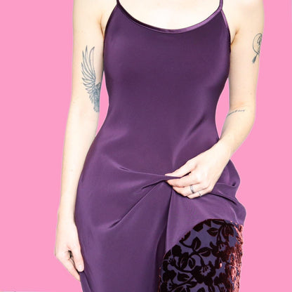 Beautiful Laura Ashley purple vintage midi slip dress UK 10