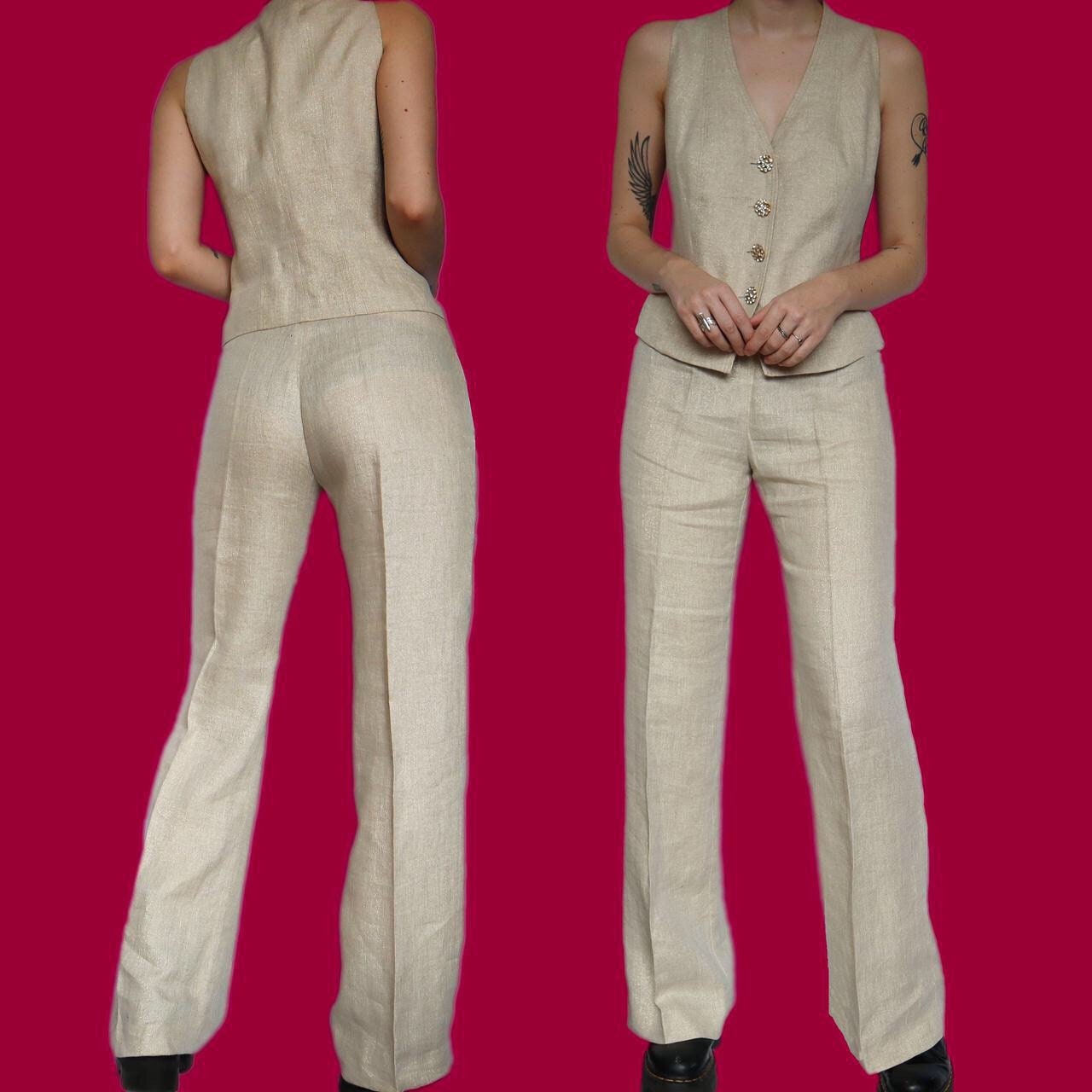 Beautiful vintage 2 piece trouser & waistcoat suit UK 14