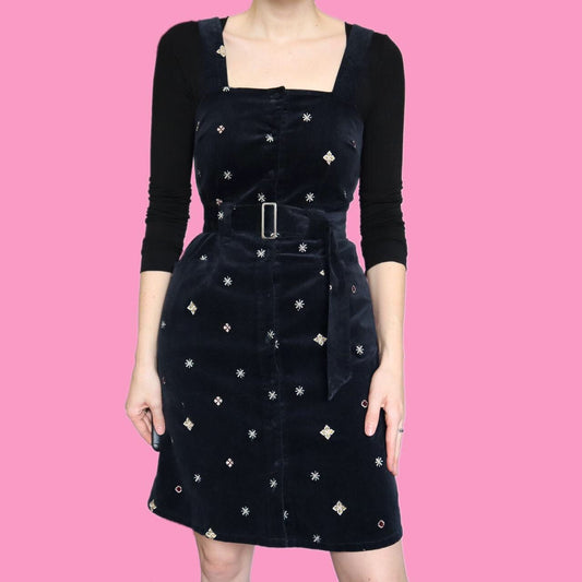 Beautiful navy velvet mini dress UK 8
