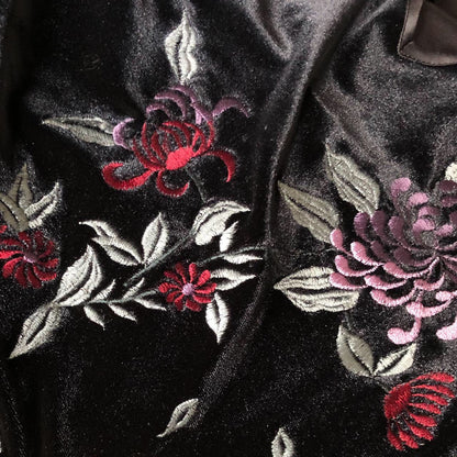 Beautiful black velvet stretch floral mini dress UK 10