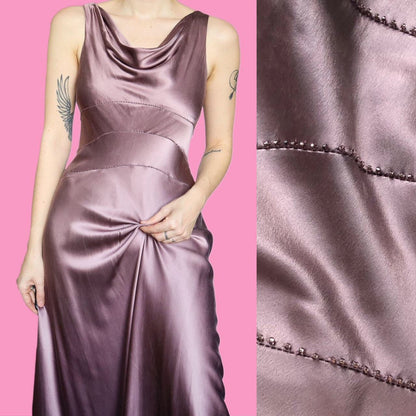 Beautiful lilac 100% silk evening prom dress UK 12