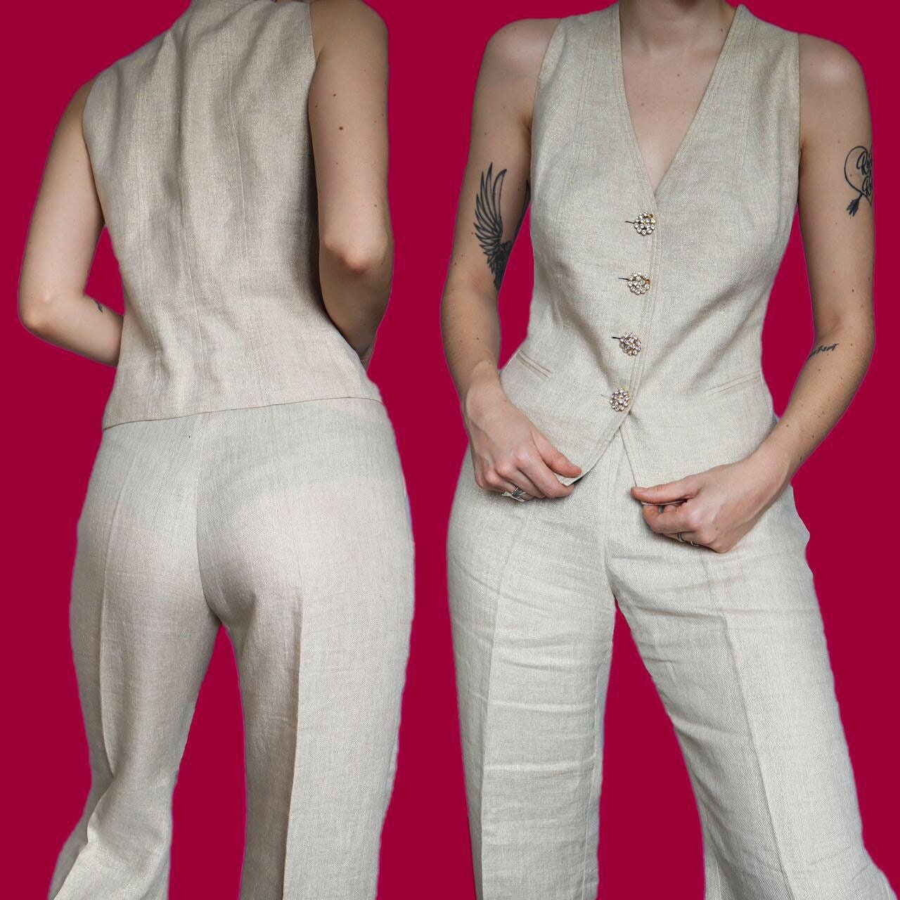 Beautiful vintage 2 piece trouser & waistcoat suit UK 14