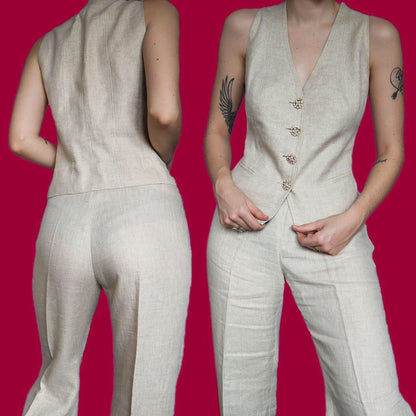 Beautiful vintage 2 piece trouser & waistcoat suit UK 14