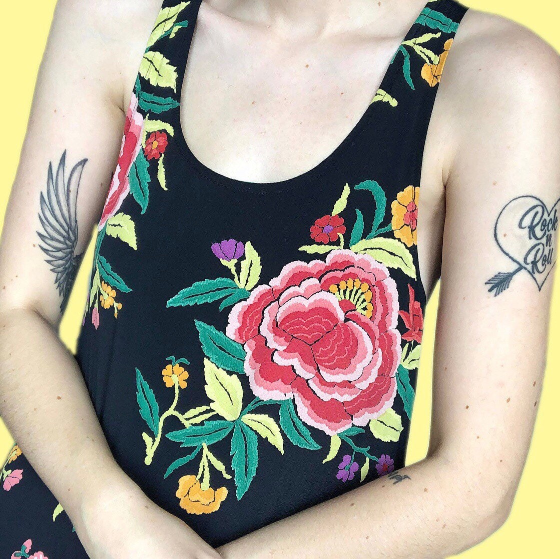 Stunning vintage navy floral a-line maxi dress UK M