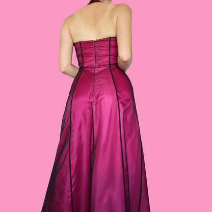 Stunning pink a line halter neck evening prom dress UK 10