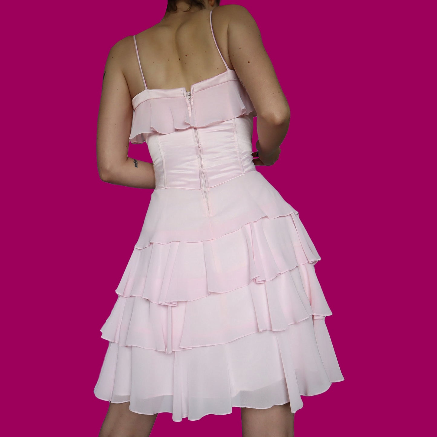 Pink YVE corset dress with shawl UK 12