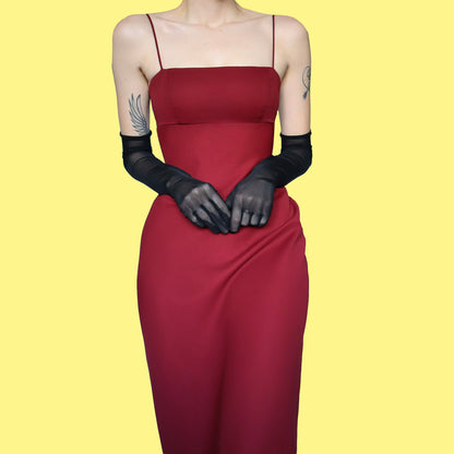 Red open back evening dress UK 8