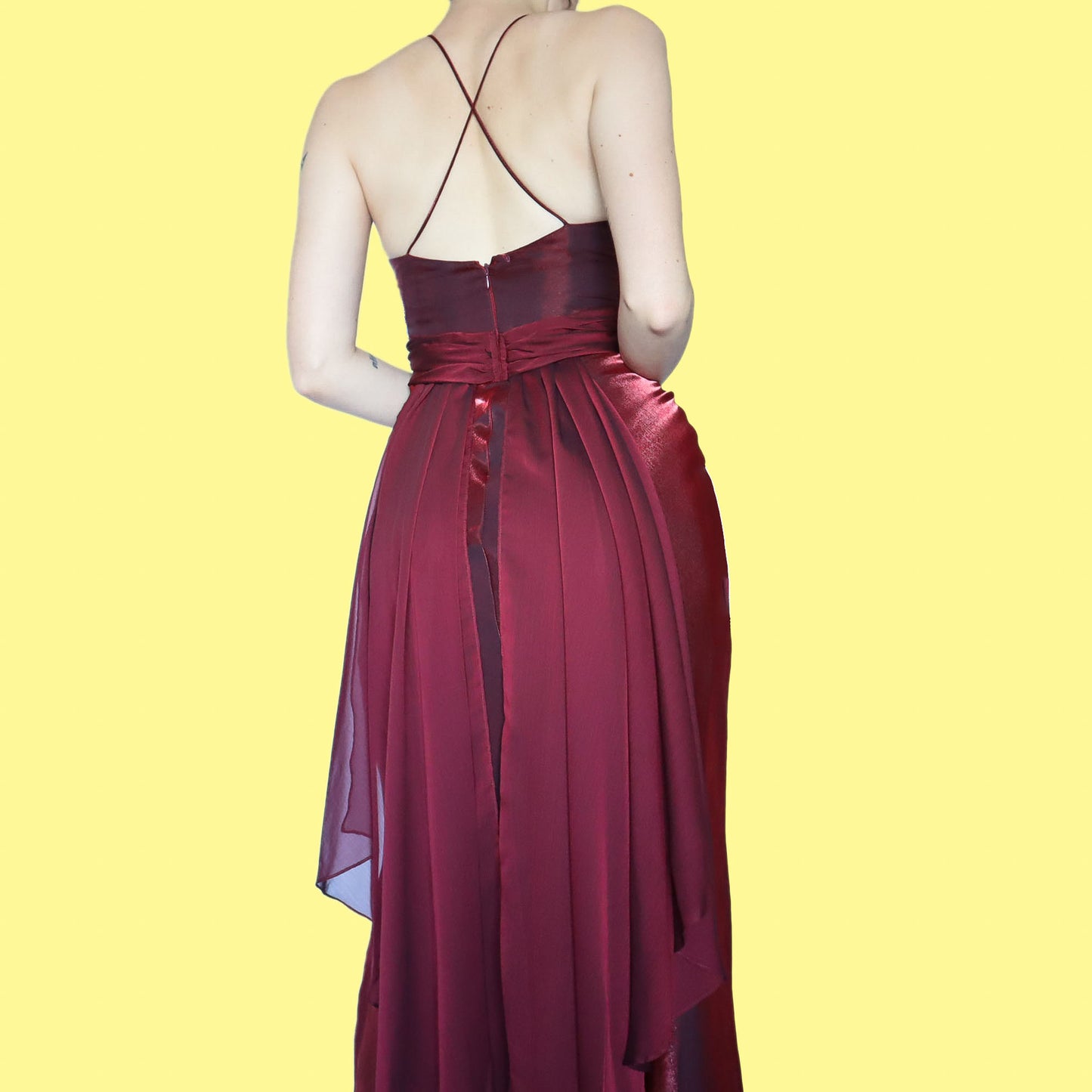 Petite Dave & Johnny silky burgundy evening dress UK 8
