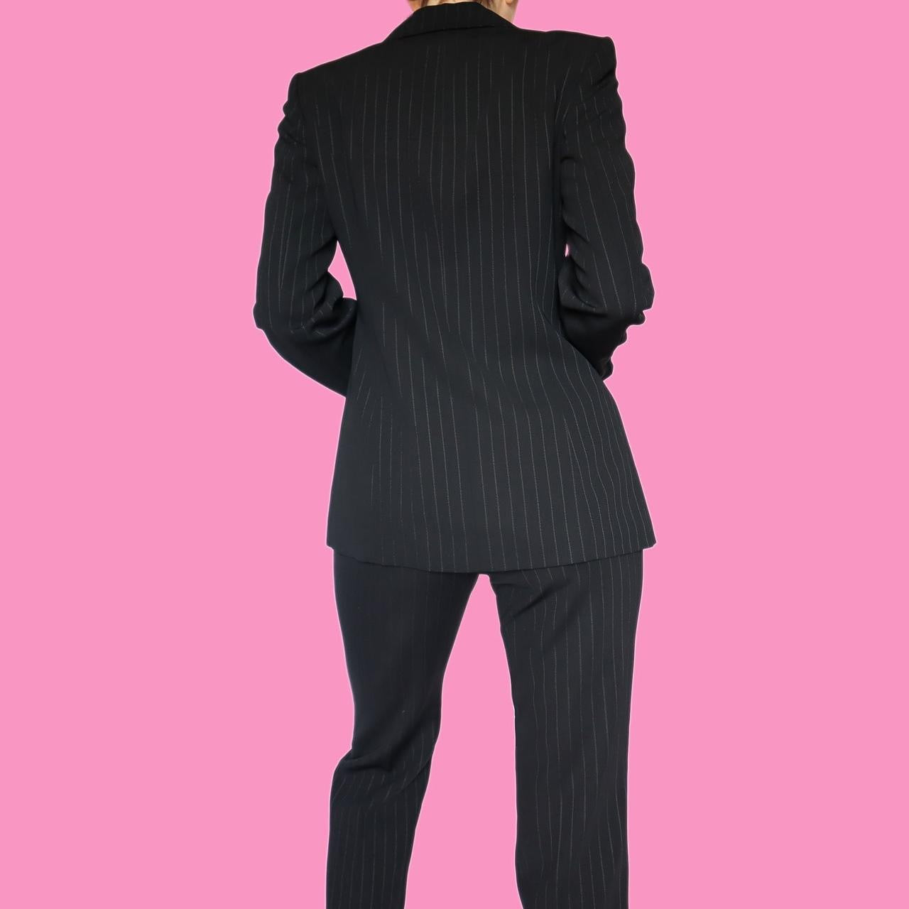 Black pinstripe 2 piece trouser suit UK 10