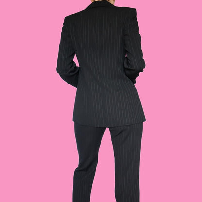 Black pinstripe 2 piece trouser suit UK 10