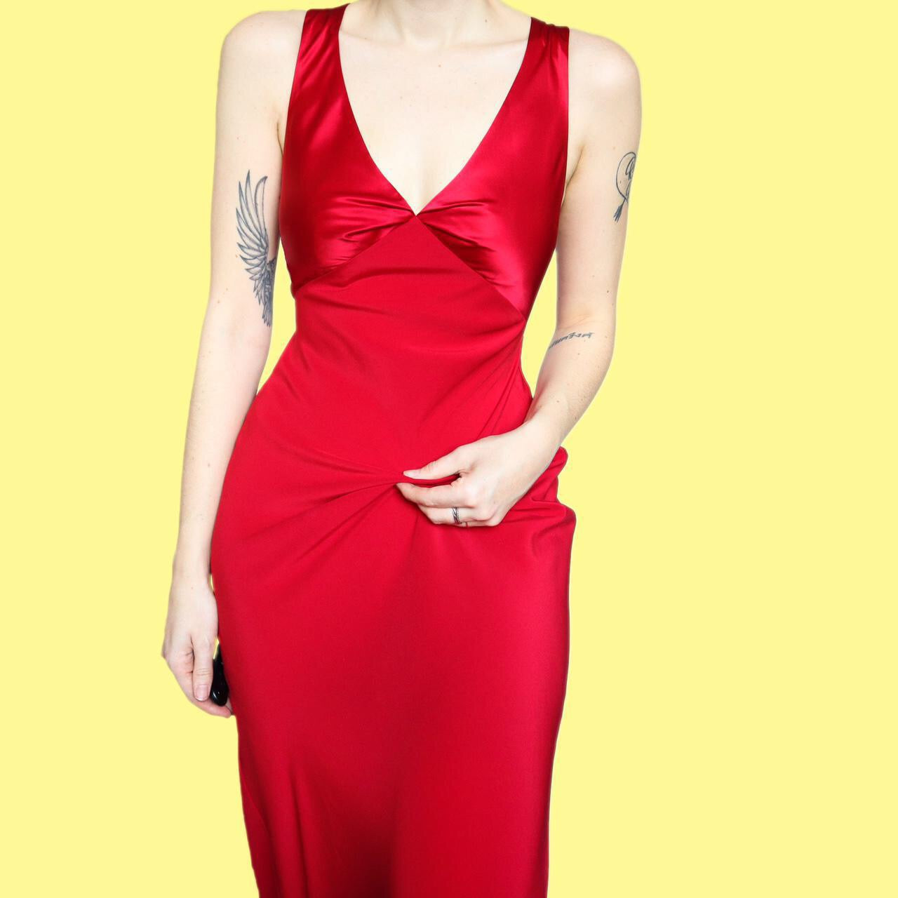 Beautiful bright red strappy back evening dress UK 8