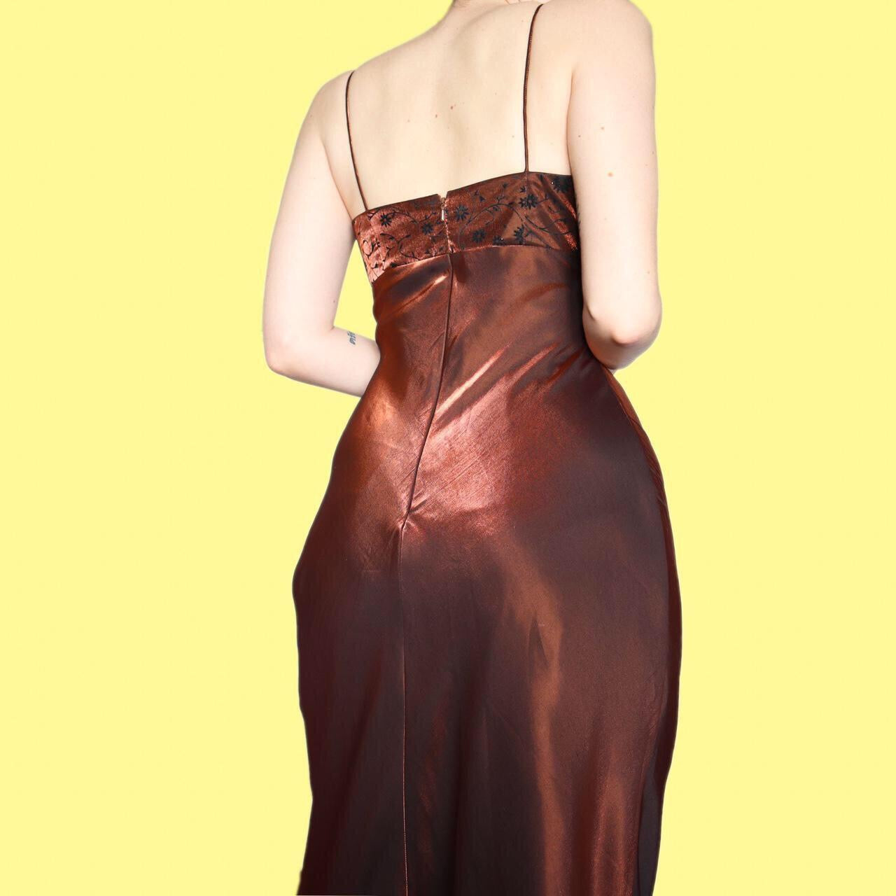Beautiful silky bronze evening dress UK 10