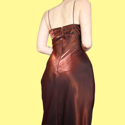 Beautiful silky bronze evening dress UK 10