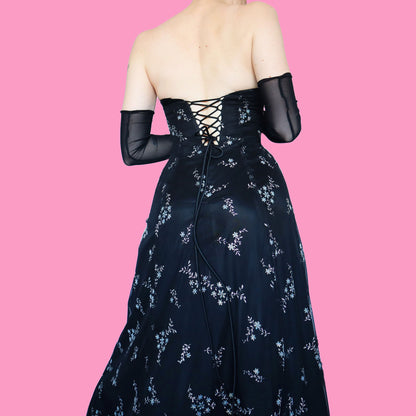 Black strapless glittery evening prom dress UK 10