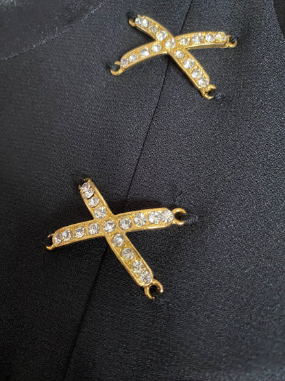 Black diamanté fitted evening dress UK 12