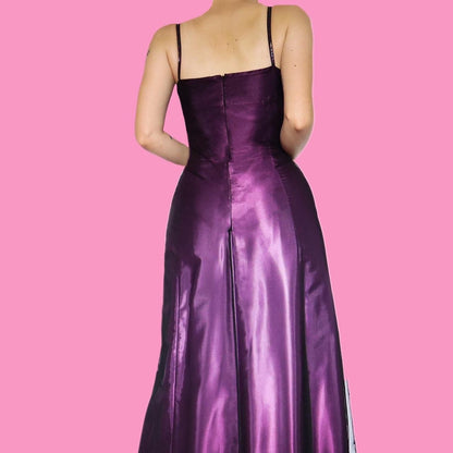 Purple ombré satin evening prom dress UK 14