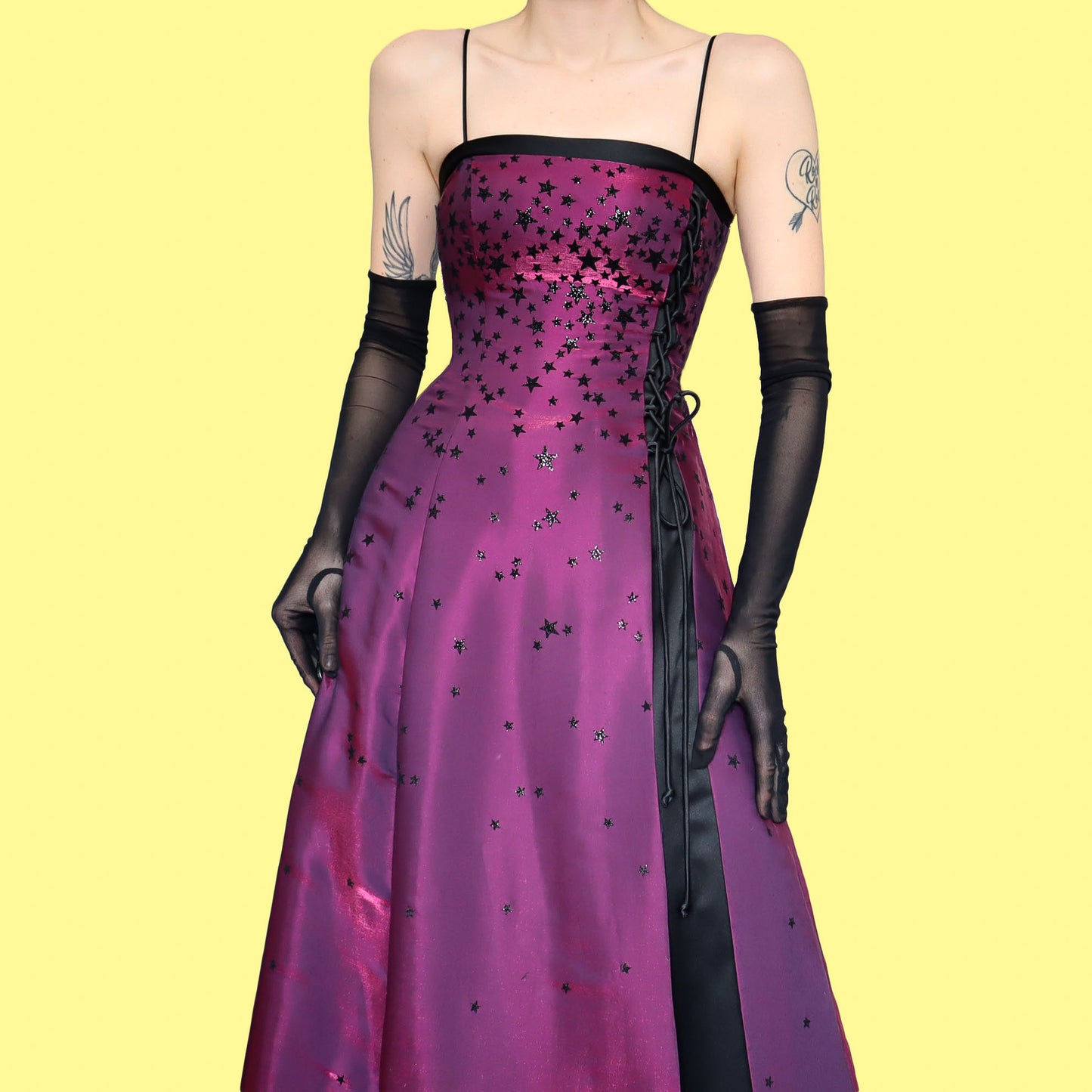 Iridescent glittery star a-line evening dress UK 8