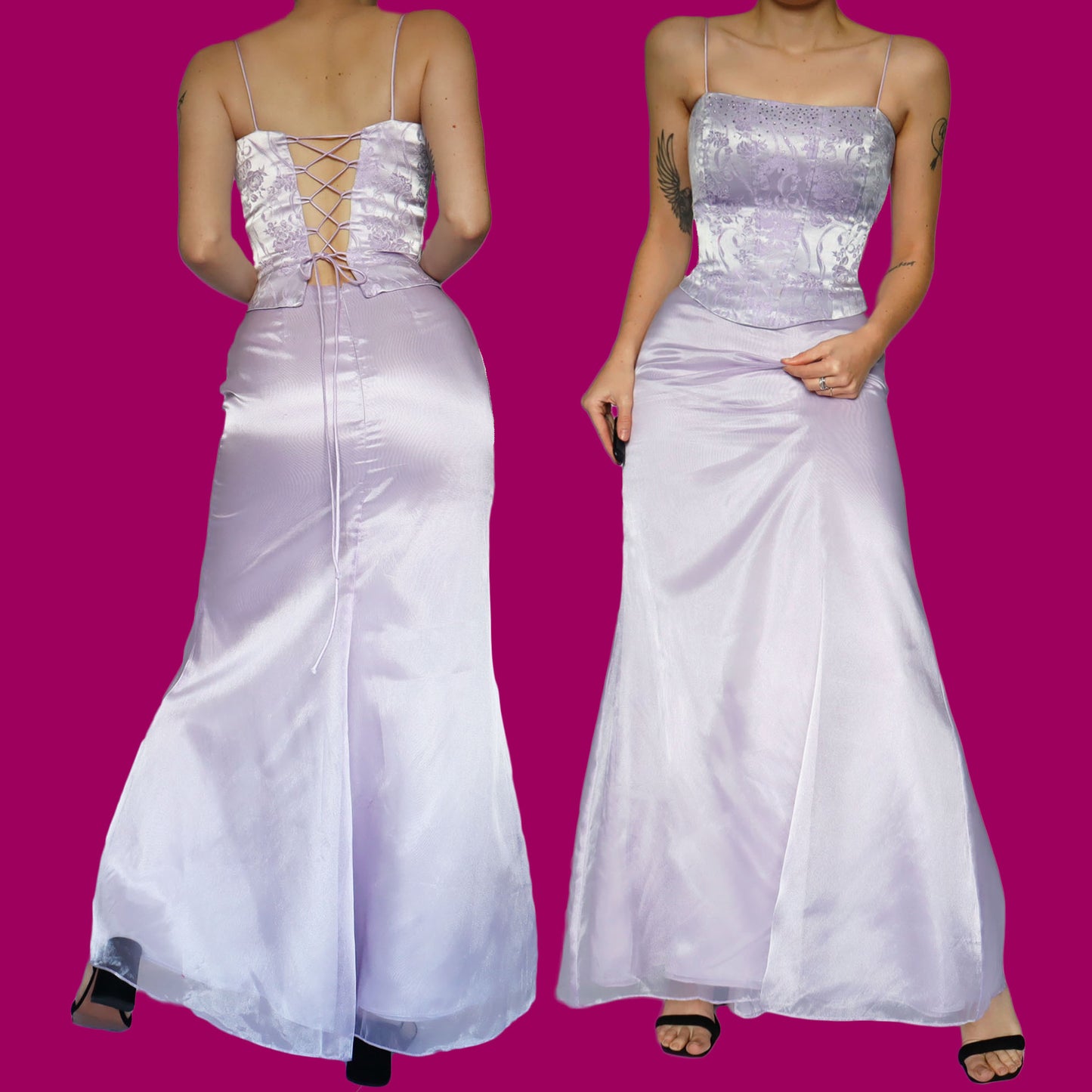 Lilac corset & skirt 2 piece prom set UK 8