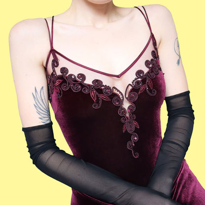 Dark purple velvet evening dress UK 14