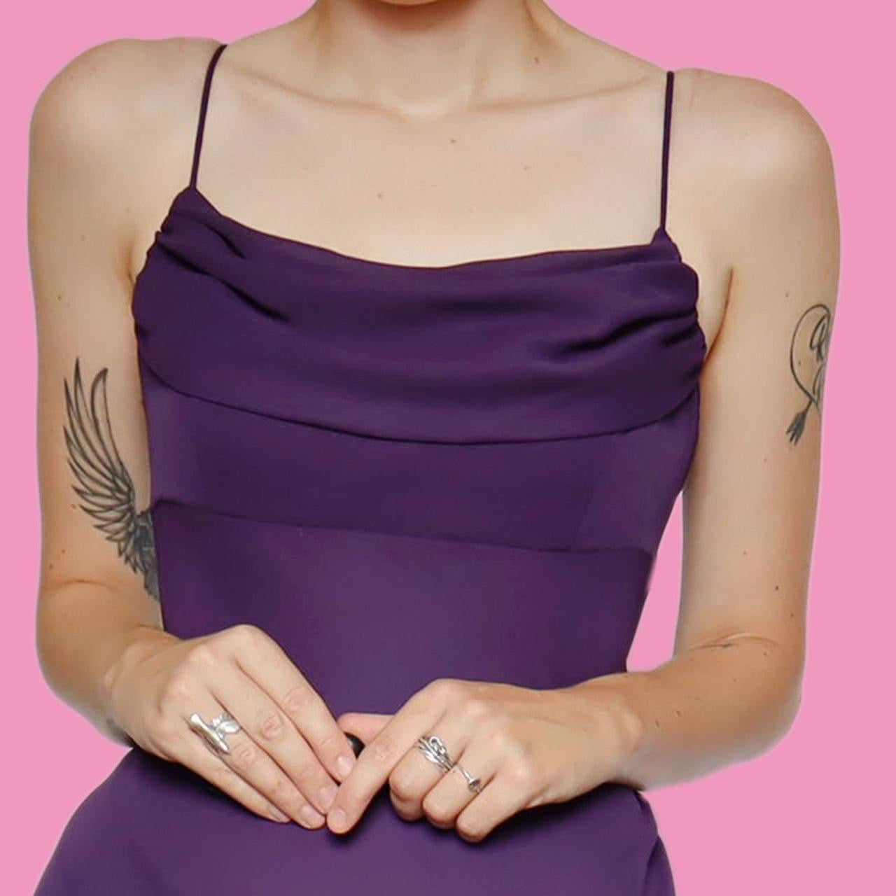 Purple chiffon slip evening dress UK 14 & UK 18