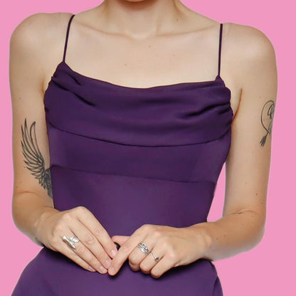 Purple chiffon slip evening dress UK 14 & UK 18