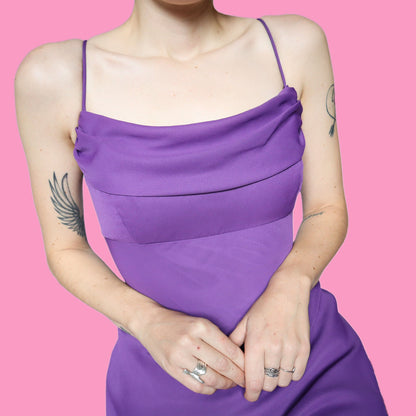 Purple chiffon evening prom dress UK 16