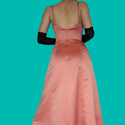 Peachy a-line beaded evening dress UK 10