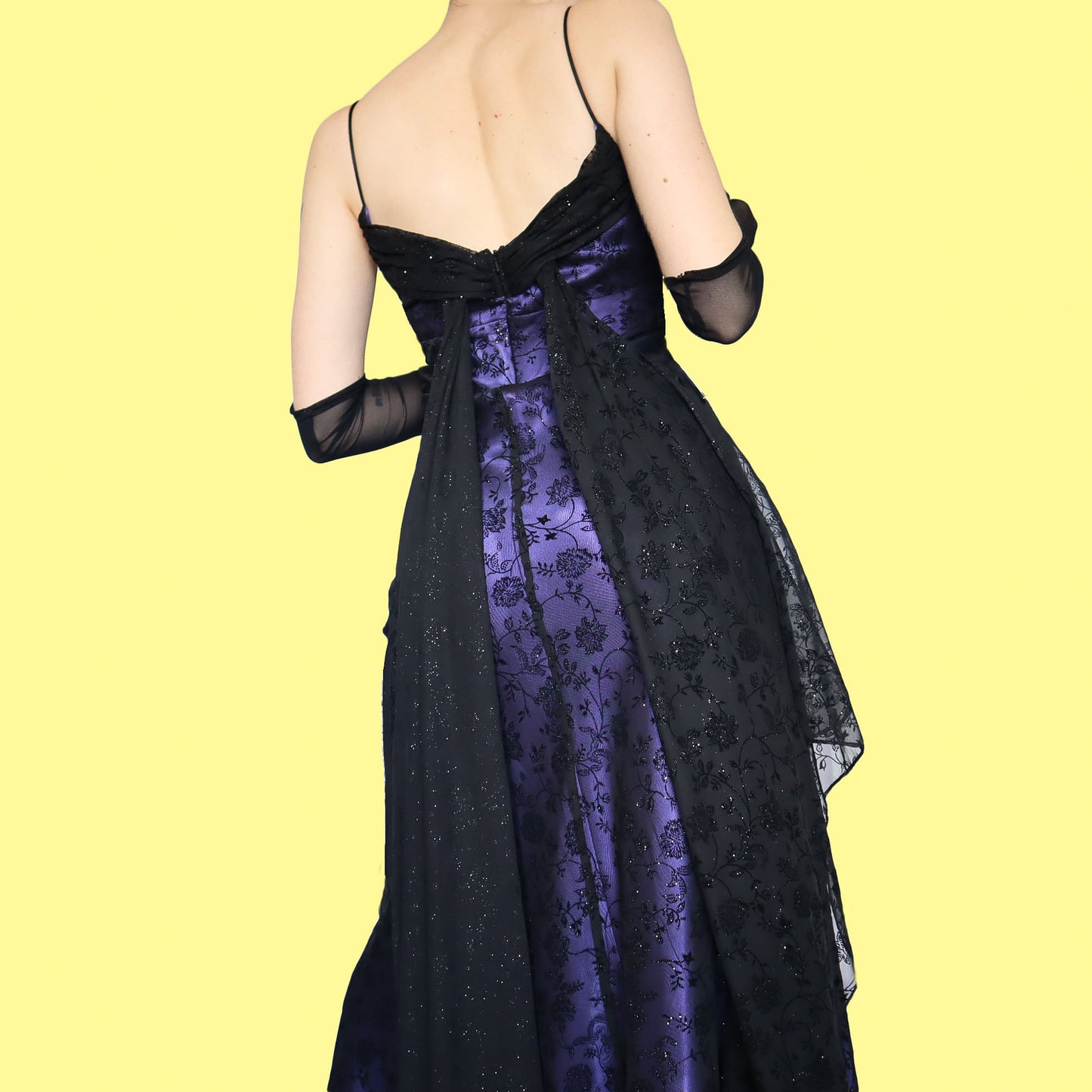 Purple glittery floral evening dress UK 18