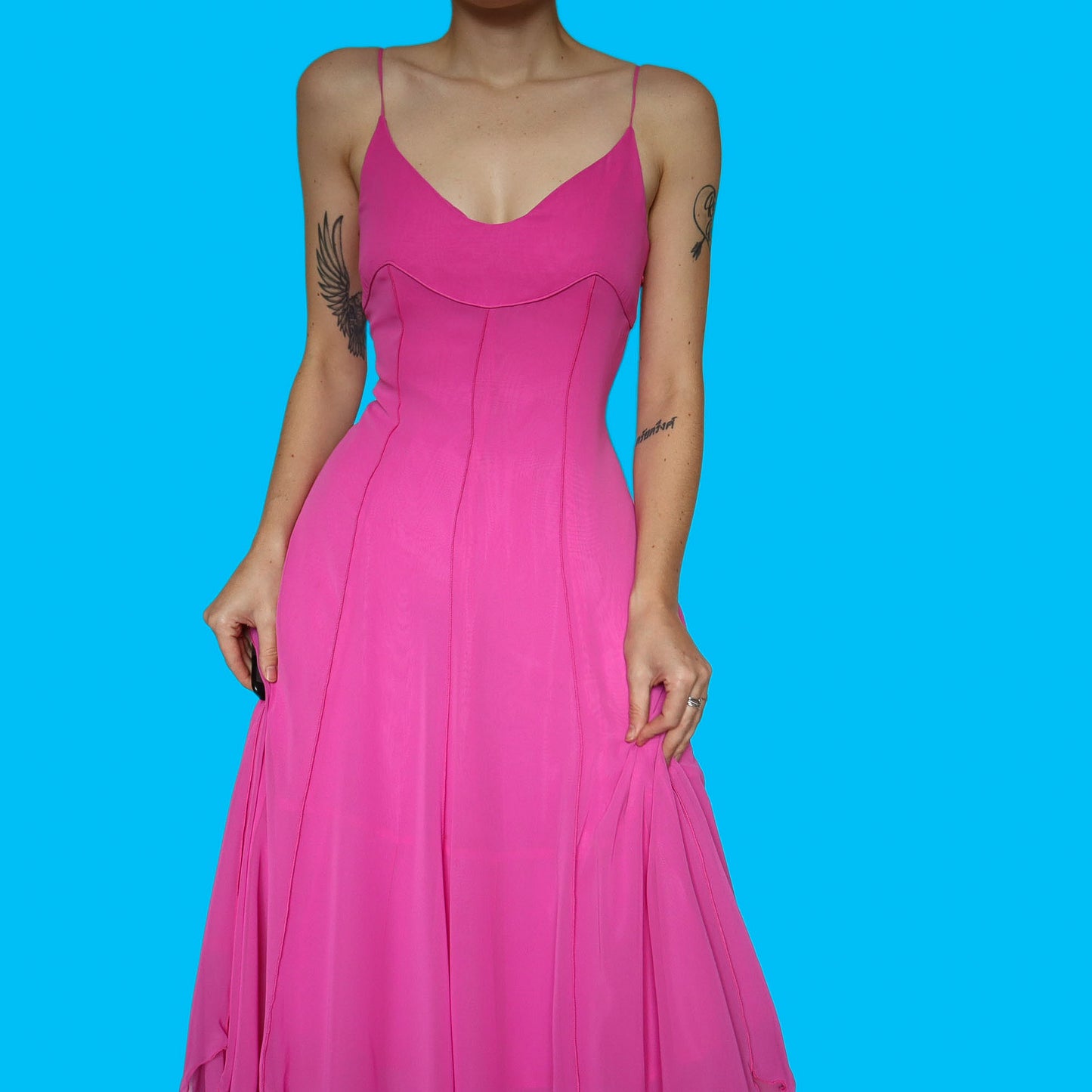Frank Usher bubblegum pink evening dress UK 10