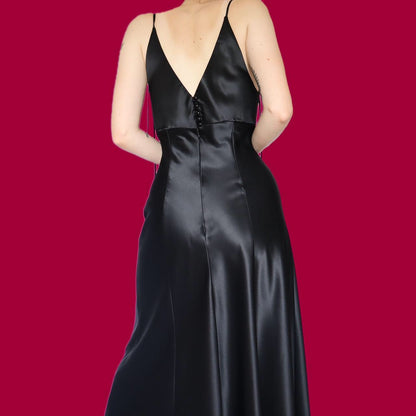 Beautiful black satin evening dress UK 12