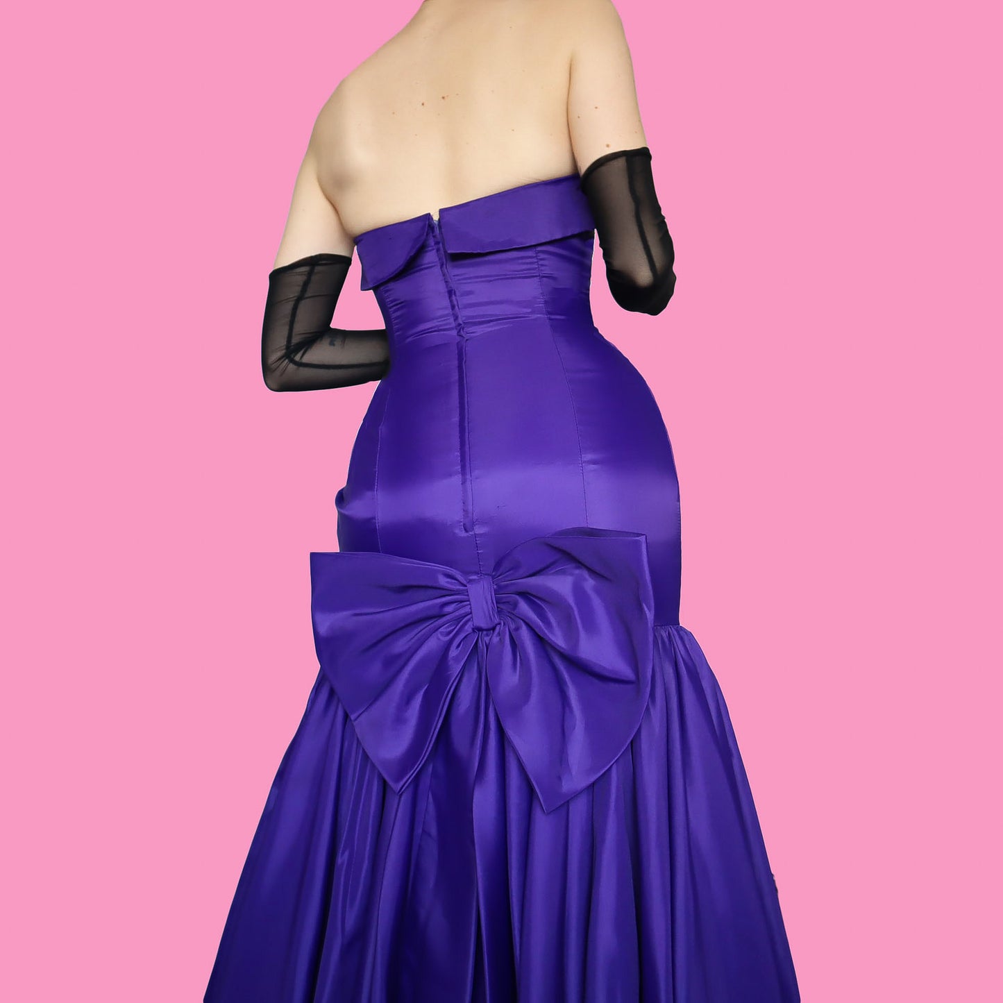 Purple After Six strapless evening dress UK 10-12