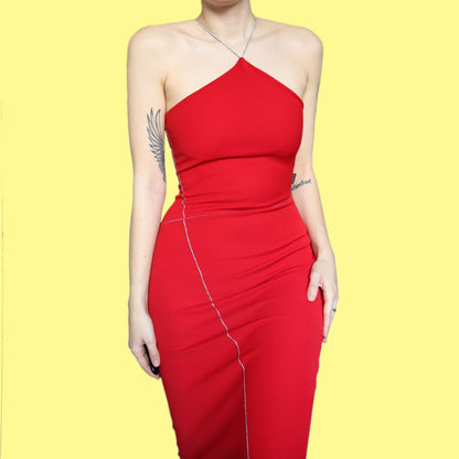 Beautiful red stretch body-con evening dress UK 10