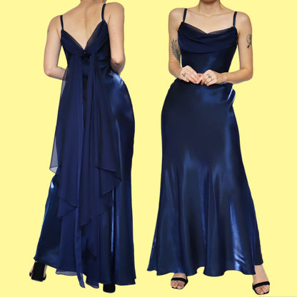 Dave & Johnny silky blue slip evening dress UK 14