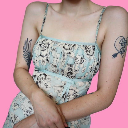 Beautiful floral 100% silk slip midi dress UK 6