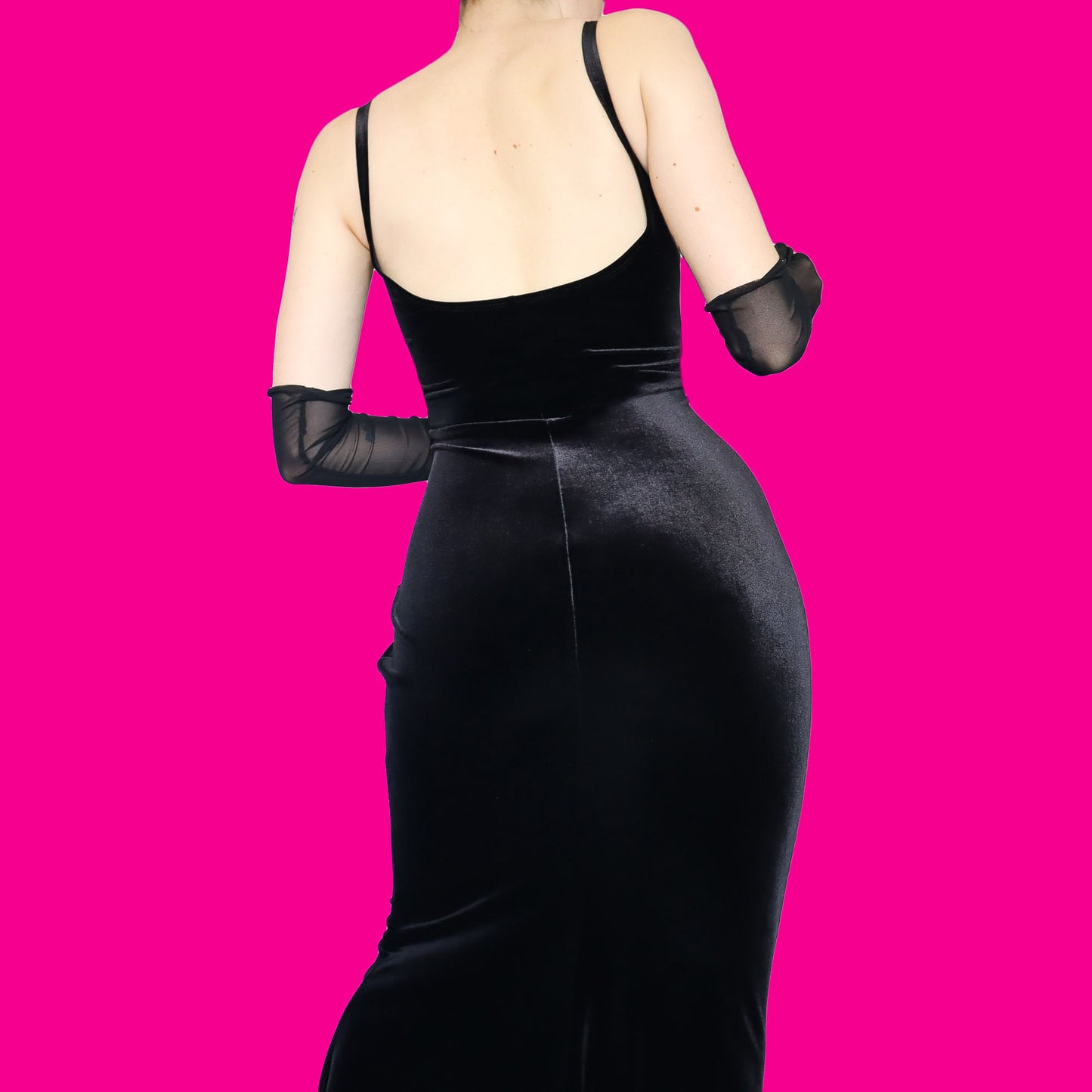 Black velvet stretch diamanté evening dress UK 12