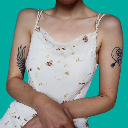 Beautiful white floral embroidered evening dress UK 12