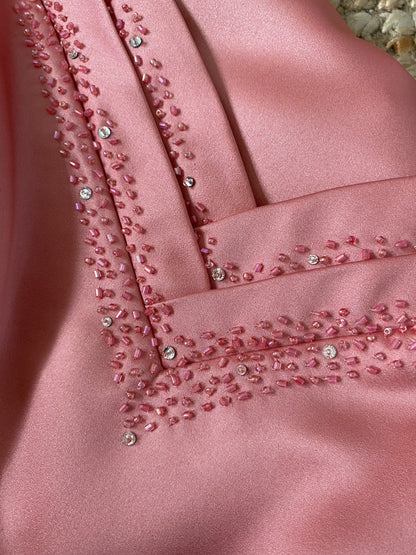 Peachy a-line beaded evening dress UK 10