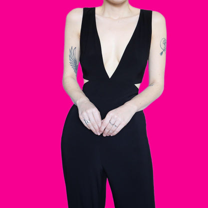 Stunning black stretch cut out jumpsuit UK 14