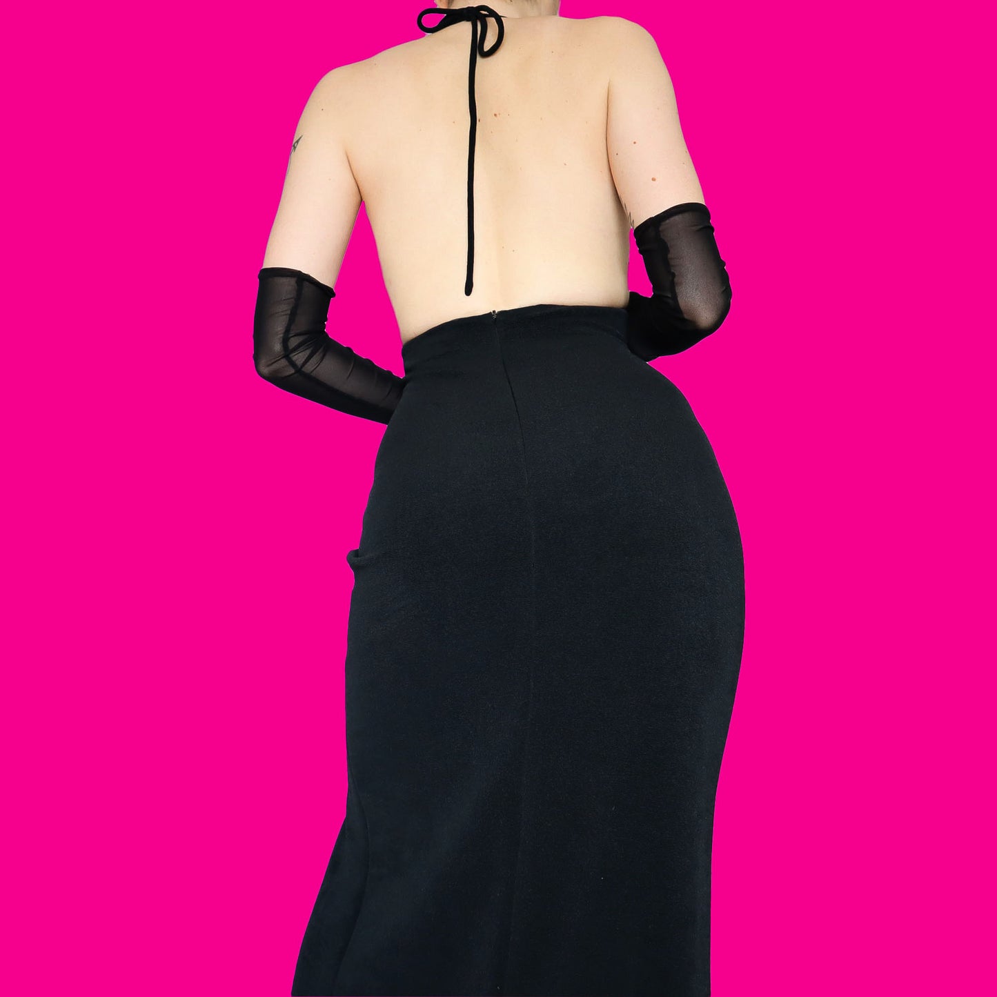 Black stretch diamanté evening dress UK 12