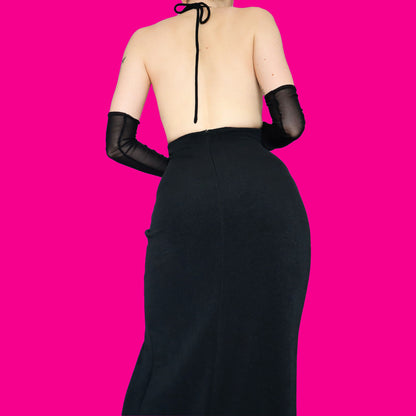 Black stretch diamanté evening dress UK 12