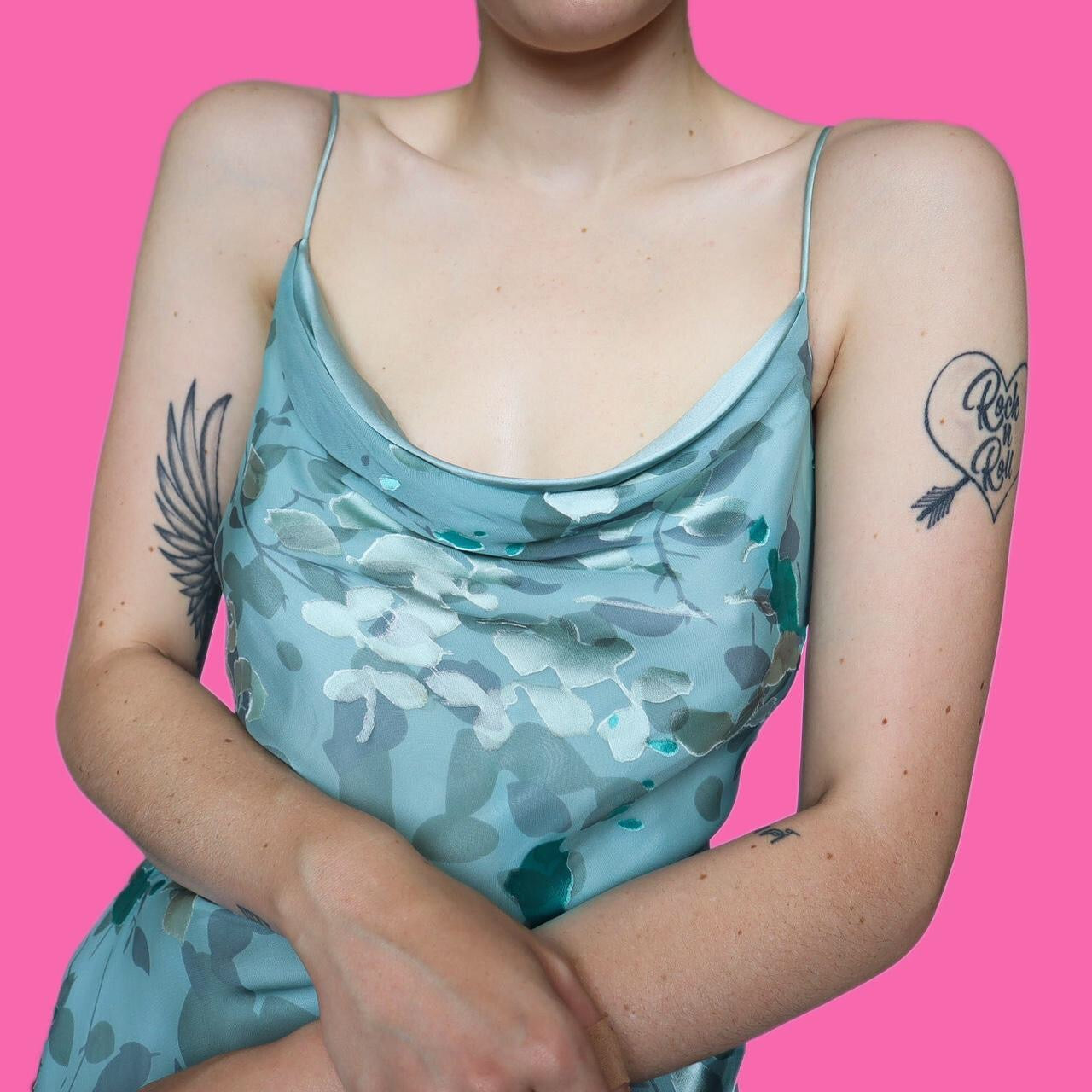 Beautiful blue silk blend slip evening dress UK 12