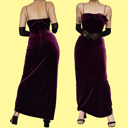 Purple Gina Bacconi velvet evening dress UK 12