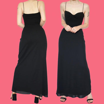 Chic black stretch slip dress UK 8