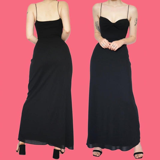 Chic black stretch slip dress UK 8